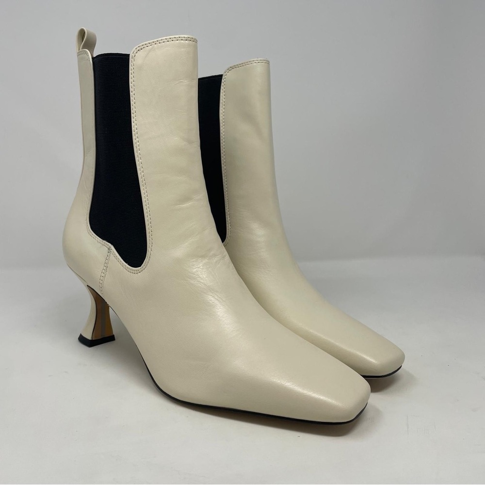 Sam Edelman Lani Kitten Heel Leather Ankle Boots in Ivory - NWT - Picture 5 of 12